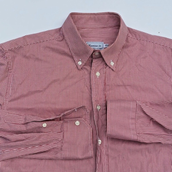 Camicia In Roma red checkered 2 fold cotton Sz 16 made in Italy 🇮🇹 - Picture 9 of 11